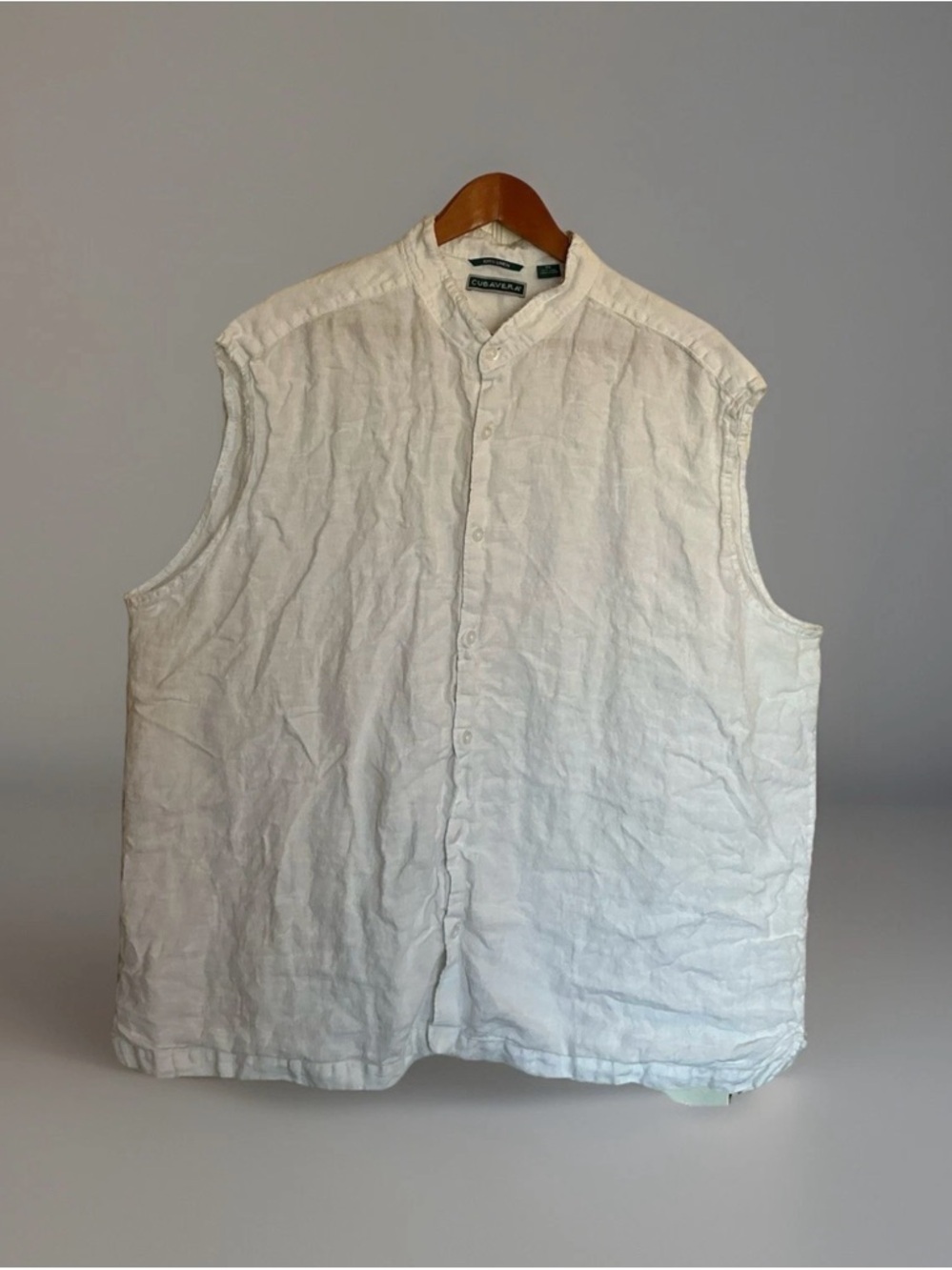 Vintage Cubavera Men’s White 100% Linen Sleeveless Button Up Shirt Size 2X